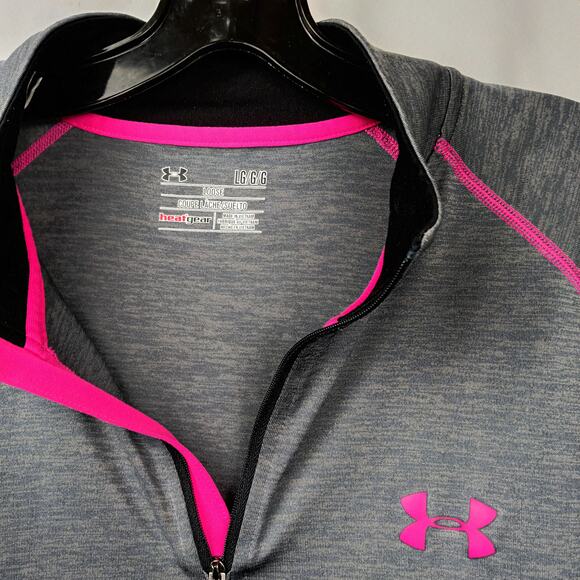 Under Armour Women Loose Heat Gear 1/4 Zip Shirt Gray - Picture 3 of 3
